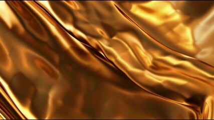 Poster - Luxurious golden fabric with smooth, shiny texture flowing in elegant waves, creating rich and stunning background.