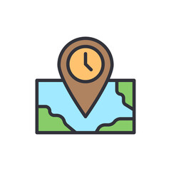 Poster - Timed Location On Map Depicting Meeting Points And Accurate Destinations