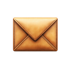 Fototapete - Stylish leather envelope icon with stitched detail on black Communication on transparent background