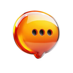 Fototapete - 3D Orange Speech Bubble Icon Communication Message Thinking Dots Render on transparent background