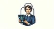 © pungky - Vintage Nurse Woman Holding Xray Professional Medical Diagnostic Icon Illustration