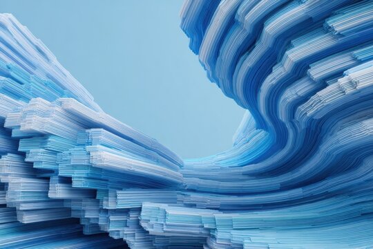 Abstract blue wave digital art landscape