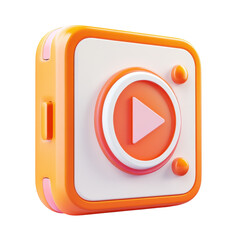 Fototapete - Orange Pink Play 3D Render Social Media Icon Design Video Playback on transparent background