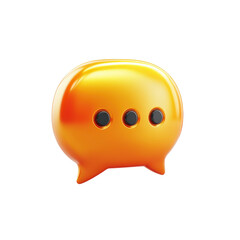 Fototapete - Orange Speak Bubble Communication 3D Illustration Glossy Pending Message on transparent background