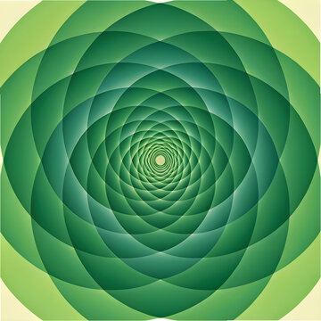 elliptical green shapes creating a 3d illusion wit