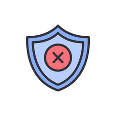 Poster - Shield Icon Depicting Security Failure Or Protection Against Threats