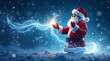© Bias - A dreamlike vector graphic depicts Santa Claus becoming a cosmic pattern of stars and snow, designed with fluid contours and a vibrant, otherworldly glow, conveying the magic of the festive season.