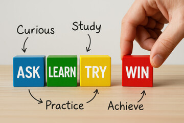 Poster - Building success requires curiosity and learning followed by practice and effort to achieve the final goal