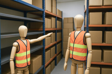 Poster - Efficient coordination and organized inventory management are essential in a storeroom where teamwork and workplace safety foster operational success
