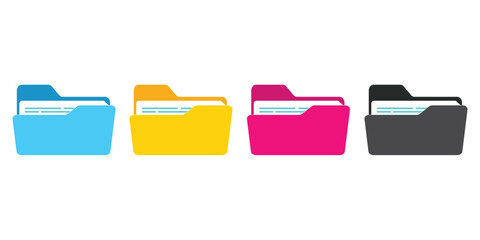 Aufkleber - computer file folder icons set. colorful document folders. office folder icons with documents. folde