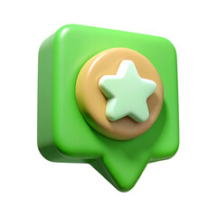 Leinwandbilder - 3d rendered green speech bubble with star badge icon on black background
