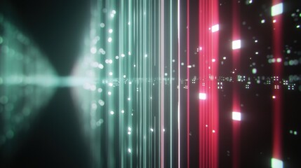 Fototapete - Abstract Digital Tunnel: A Symphony of Light and Data Streams