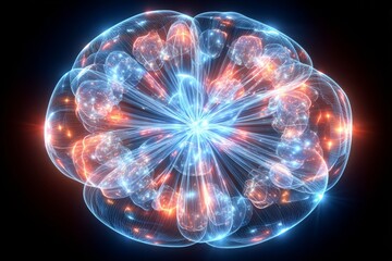 Wall Mural - The background image features a red nebula with stars, part of a fantasy galaxy generated by stock