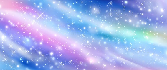 a colorful and magical galaxy, complete with stardust, is beautifully depicted against a space backg