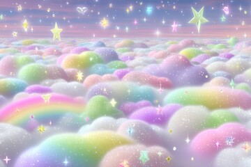 Wall Mural - A vibrant nebula filled with stars, set against a fantastical galaxy backdrop created by generative AI