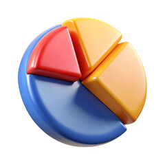 Poster - Colorful 3d pie chart visualization representing data and business growth on black background