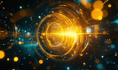 Poster - Abstract glowing light rings illustration swirling with energy and motion