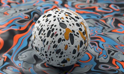 Poster - Abstract sphere on swirling patterned background creative design element