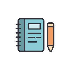 Poster - Minimalist Illustration Of A Spiral Notebook With A Pencil Tool
