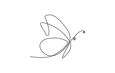 Poster - Continuous line butterfly art. Outline single art butterfly hand drawn sketch element on white background. Concept spring nature, fly. Vector Illustration