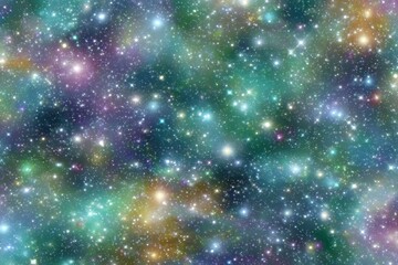 Wall Mural - A fantasy galaxy with a green nebula and stars has been generated as a background using AI