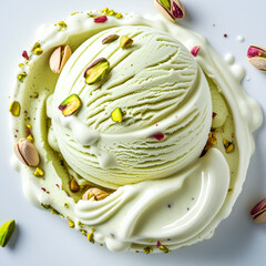 Poster - Pistachio Ice Cream Scoop with Pistachios
