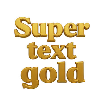 Isolated Golden Super Text 3d Illustration Typography Metallic Font