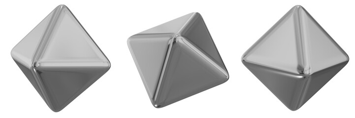 Poster - 3D Chrome Metallic Abstract Shape Objects, 3d rendering steel gradient shape design element, futuristic, shiny design