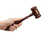 © Ted - Isolated Hand Holding Wooden Gavel for Auction Judge Law in Transparent