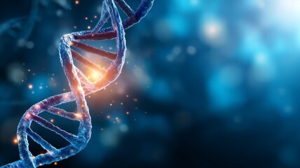 Aufkleber - Abstract Representation of DNA Helix with Bright Colors and Blue Background, Scientific Concept of Genetics