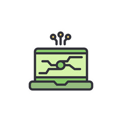 Poster - Stylized Illustration Of A Laptop With Connected Circuitry Design