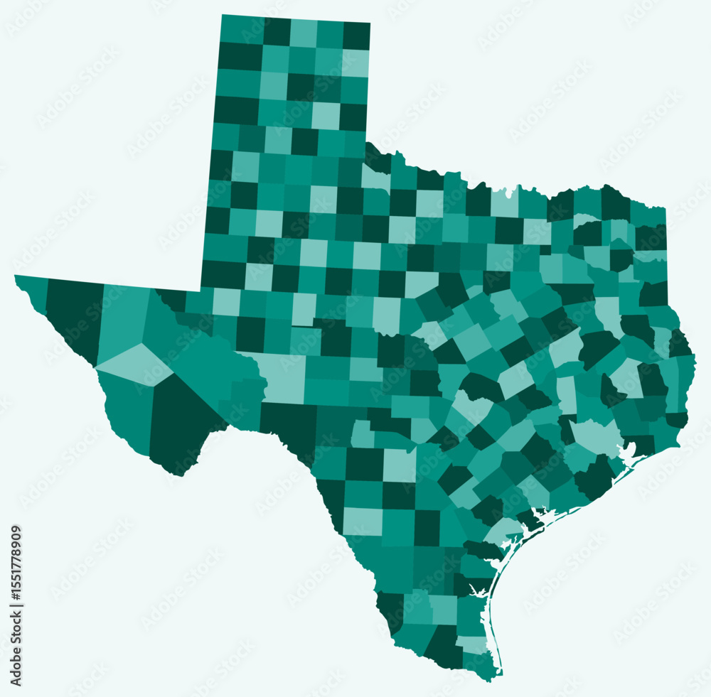 Vektor Map of Texas with counties. A simple state border map with ...