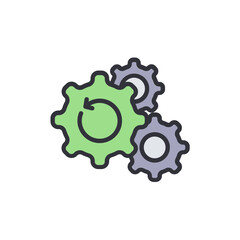 Poster - Interconnected Gears Rotating With Arrow Representing Continuous Process