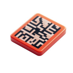 Poster - Orange Puzzle Design Isolated Maze Block Abstract Pattern Geometric Shape on transparent background