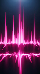 Poster - abstract image of pink neon lines forming a wave pattern, creating a dynamic and energetic visual, s