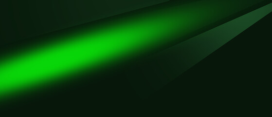 Fototapete - Banner background with glowing neon green stripes in a dark color
