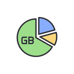 Poster - Gigabyte Pie Chart Illustrating Data Storage With Colorful Segments