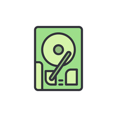 Poster - Green Hard Disk Drive Icon On Transparent Background Technology Concept