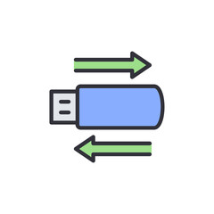 Poster - Data Transfer Illustration With A Usb Drive And Directional Arrows