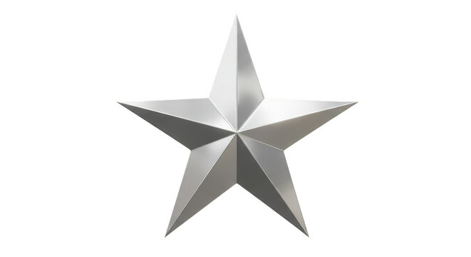 Metallic Silver Star 3D Rendering Glossy Icon Graphic Design Shape
