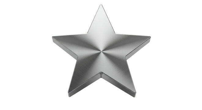 Metallic Star Transparent Background Silver Award Shiny 3D Illustration