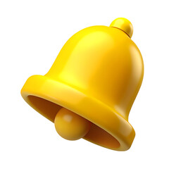 Poster - Glossy yellow bell icon with a clapper isolated on a transparent background isolated on transparent background