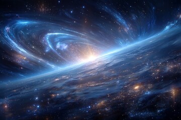 Wall Mural - A human-enhanced stock image of a sunrise over a planet with an abstract appearance in space