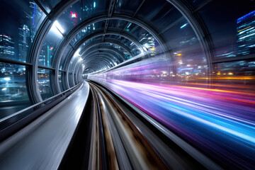 Poster - High-speed journey through a futuristic city skyline at night