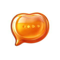 Fototapete - Glossy Orange Speech Bubble with Ellipsis Transparent Communication on transparent background