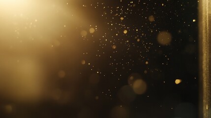 Poster - Dust particles illuminated by warm light floating in a dark space, creating a glowing, ethereal atmosphere.