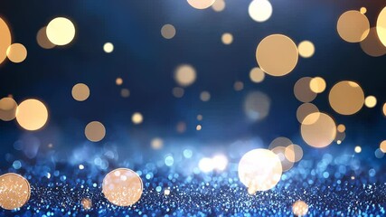 Aufkleber - Glimmering golden across winter lights background dancing christmas shimmering blue surface, evoking holiday enchantment