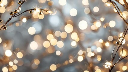 Aufkleber - Delicate white branches, illuminating bare blossoms christmas winter generating soft bokeh lighting against muted background