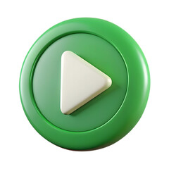Leinwandbilder - 3d rendered green play button icon isolated on transparent background