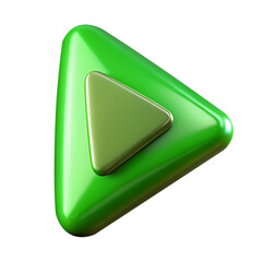 Leinwandbilder - Shiny green play button icon with a lighter green triangle inside isolated on transparent background